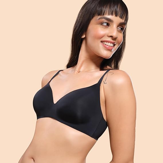 Enamor Women's Synthetic Innovations Invisibra T-Shirt Bra – Ultra Smooth, Flexi Wire Lift, Bonded, Seamless, No-Pinch, Padded, Medium Coverage F084